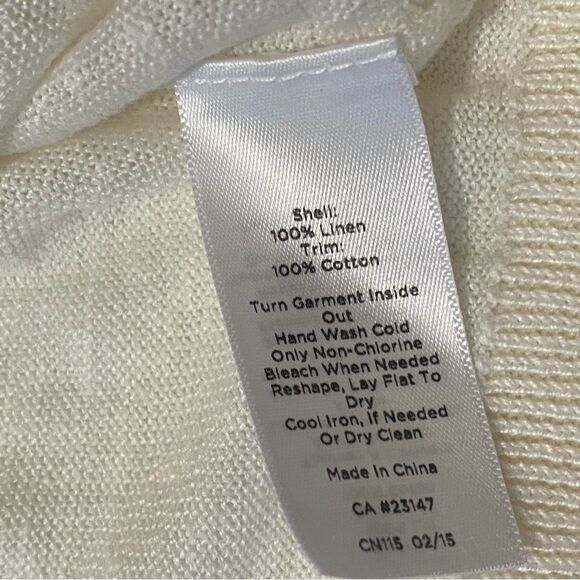 Talbots Petite Ivory Color Crochet Linen Sleeveless Top Tank Women's Size XLp - Picture 9 of 12